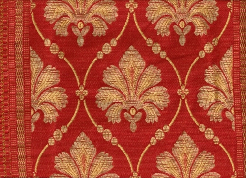 Jacquard Lilienmotiv in rot-gold (991045)