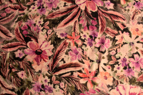Viskose-Leinen-Mix Blumen beige-rosé (992107)