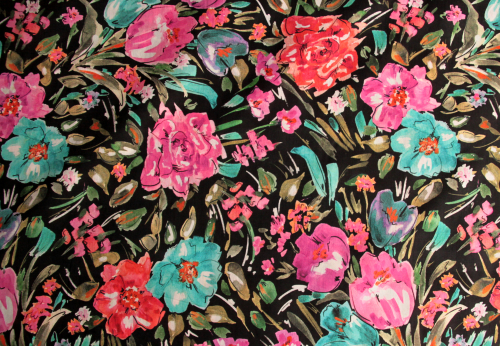Baumwoll-Popeline Blumen pink (992111)