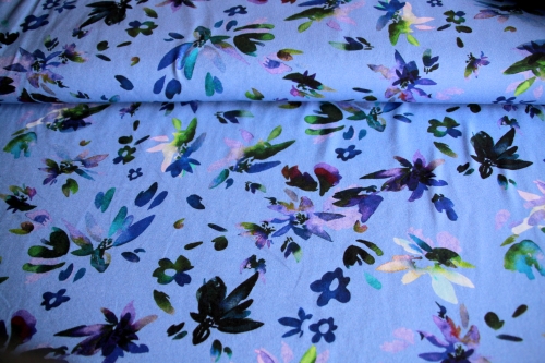 Viskose-Jersey Blumen hellblau (992135)