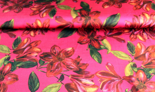 Viskose-Jersey Blumen magenta (992152)