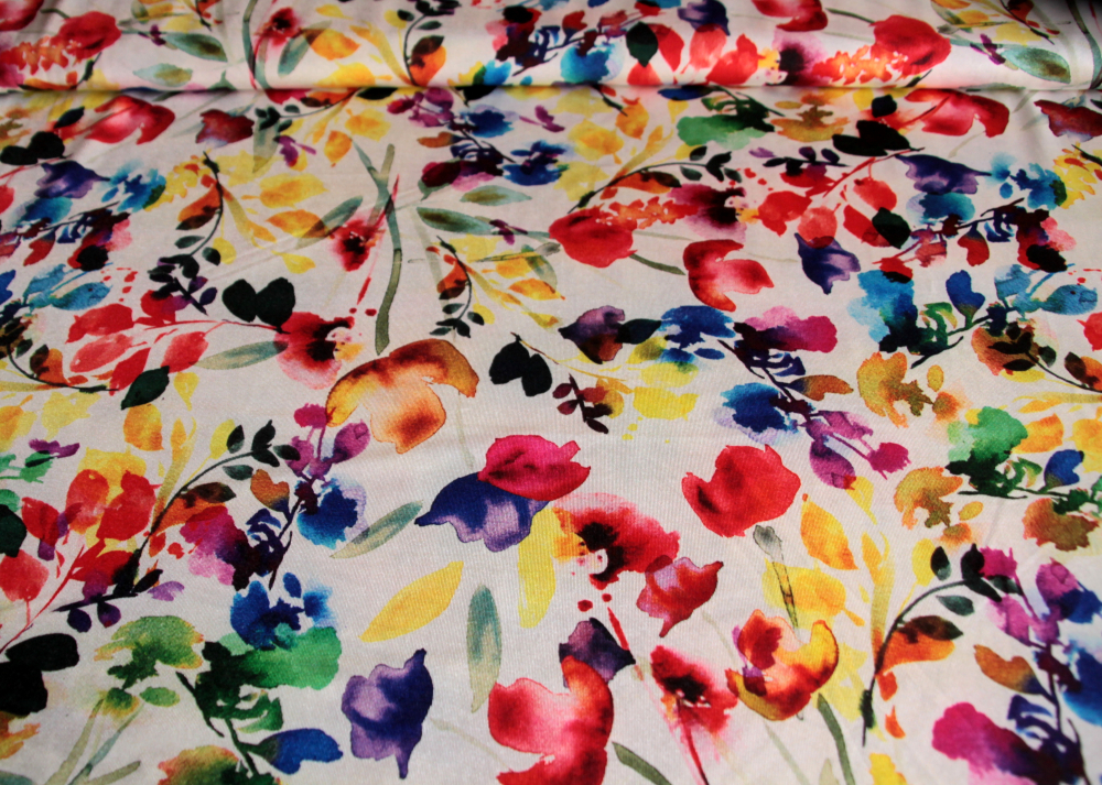 Elastischer Jersey Blumen (992127)