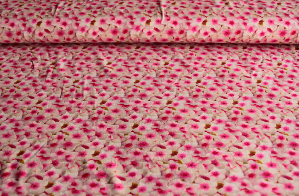 Viskose-Jersey Blümchen weiß-pink (992129)