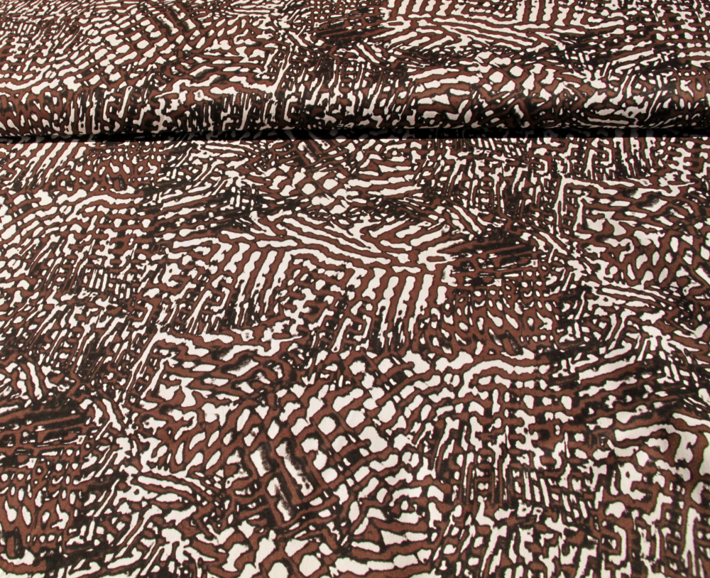 Baumwollstretch bedruckt braun-weiß-schwarz (992146)