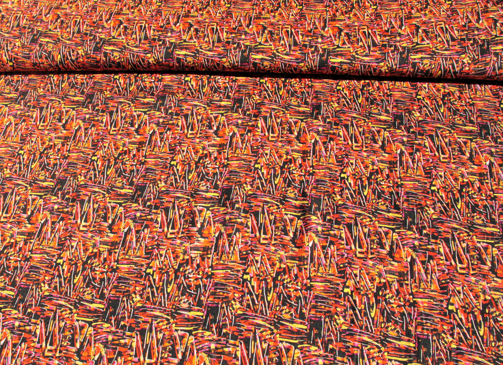 Viskose-Druck schwarz-rot- orange-gelb (992147)