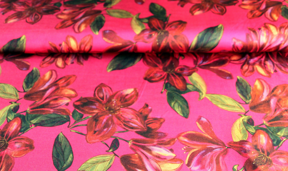 Viskose-Jersey Blumen magenta (992152)