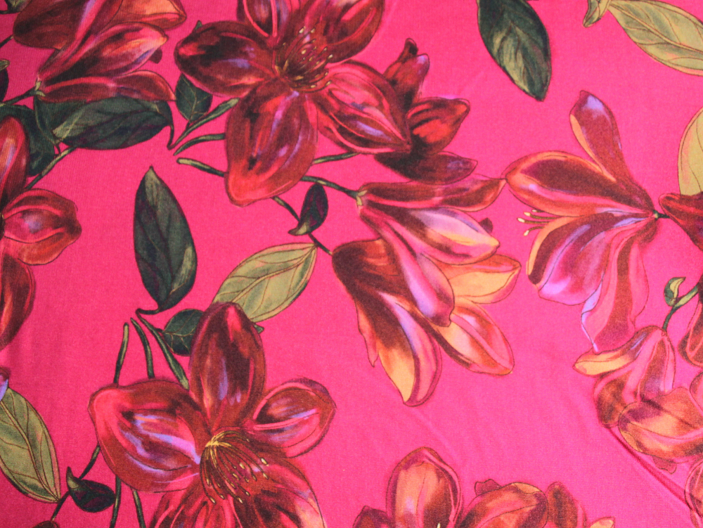 Viskose-Jersey Blumen magenta (992152)