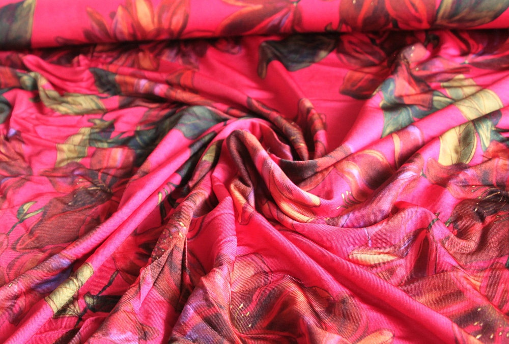 Viskose-Jersey Blumen magenta (992152)